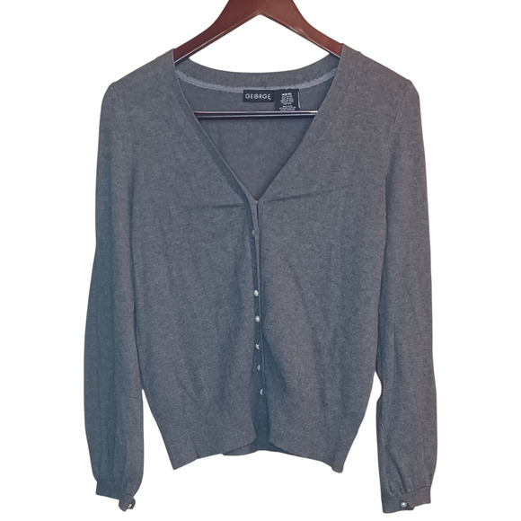 Women's George Medium Gray Cardigan Button-Down - Picture 1 of 3